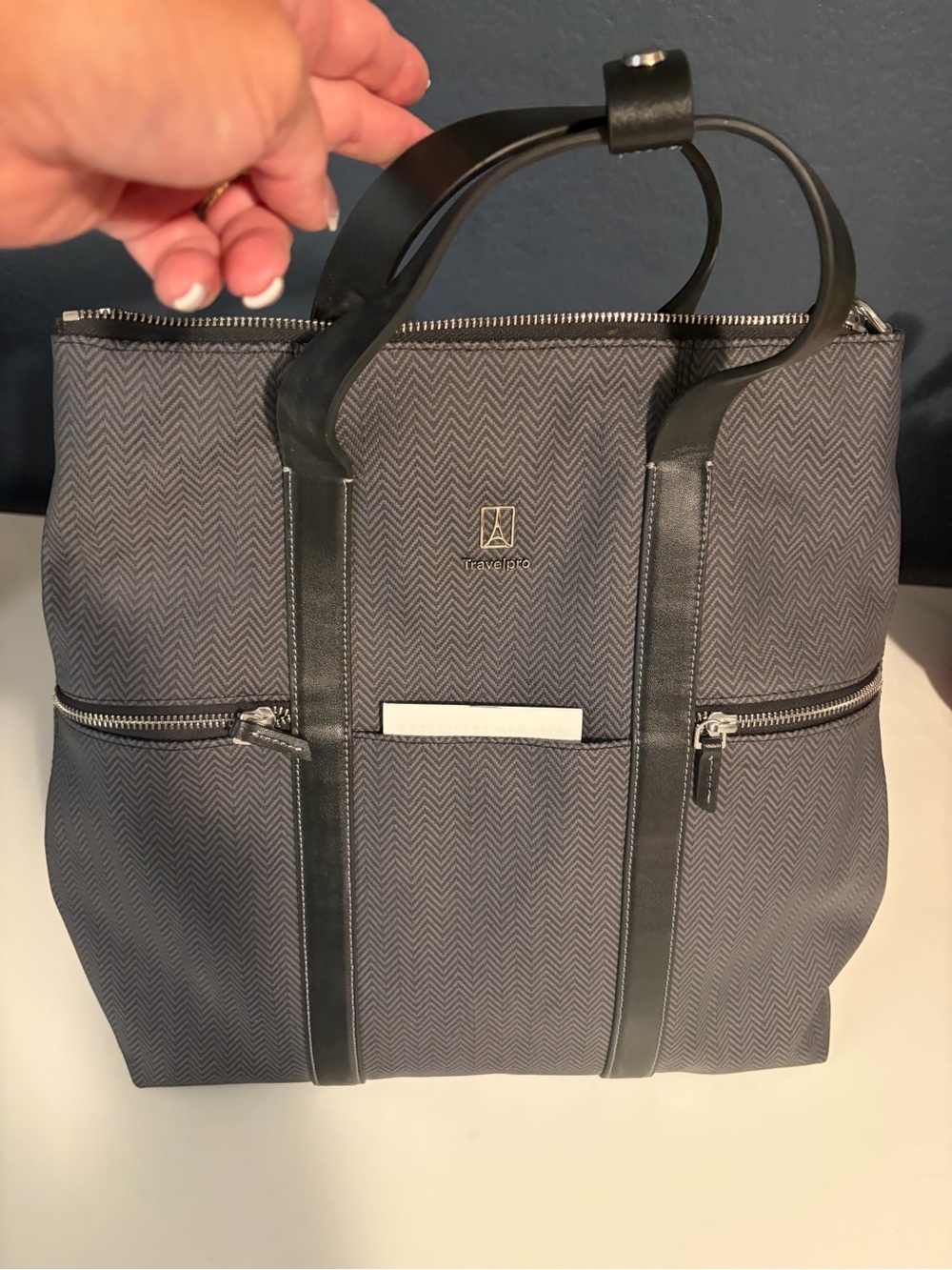 Travelpro Gray Chevron Travel Tote with Black Trim